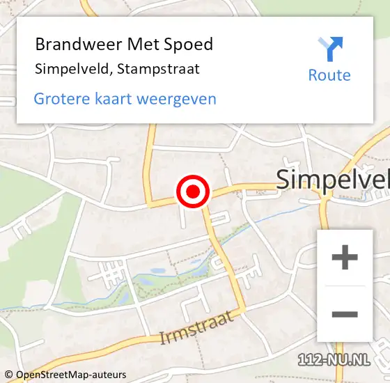 Locatie op kaart van de 112 melding: Brandweer Met Spoed Naar Simpelveld, Stampstraat op 29 juni 2021 02:45