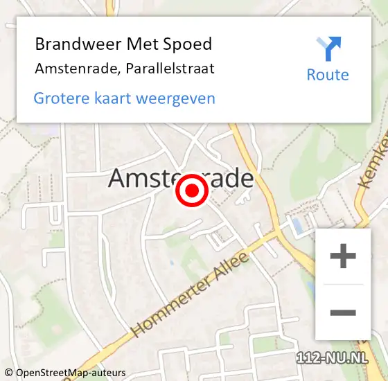 Locatie op kaart van de 112 melding: Brandweer Met Spoed Naar Amstenrade, Parallelstraat op 29 juni 2021 03:05