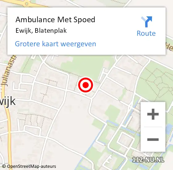 Locatie op kaart van de 112 melding: Ambulance Met Spoed Naar Ewijk, Blatenplak op 29 juni 2021 04:25