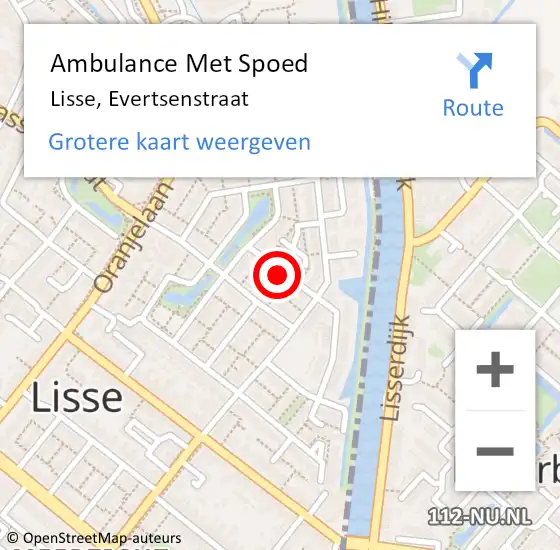 Locatie op kaart van de 112 melding: Ambulance Met Spoed Naar Lisse, Evertsenstraat op 29 juni 2021 04:26