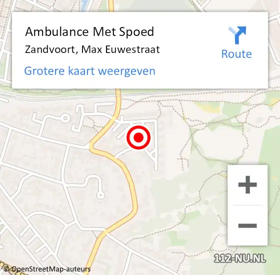 Locatie op kaart van de 112 melding: Ambulance Met Spoed Naar Zandvoort, Max Euwestraat op 29 juni 2021 04:31