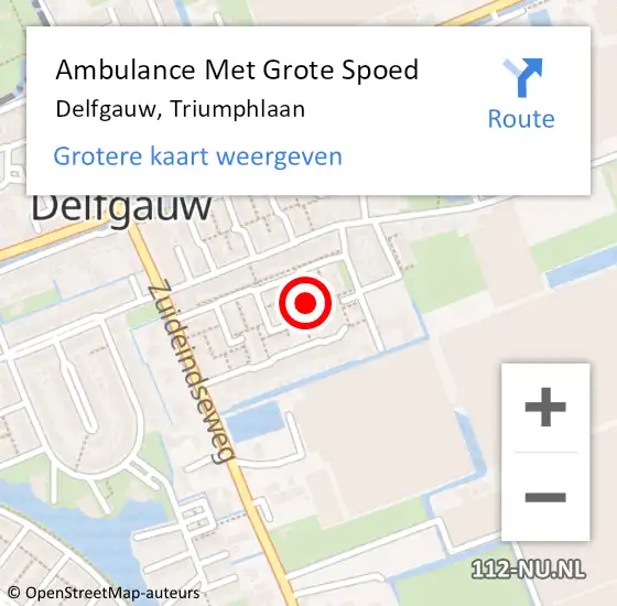 Locatie op kaart van de 112 melding: Ambulance Met Grote Spoed Naar Delfgauw, Triumphlaan op 29 juni 2021 04:46