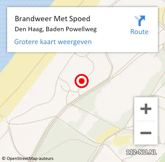 Locatie op kaart van de 112 melding: Brandweer Met Spoed Naar Den Haag, Baden Powellweg op 29 juni 2021 06:05