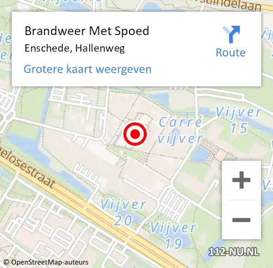 Locatie op kaart van de 112 melding: Brandweer Met Spoed Naar Enschede, Hallenweg op 29 juni 2021 06:10