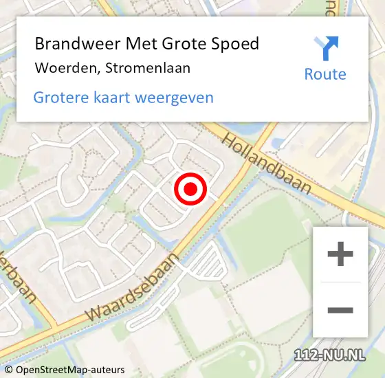 Locatie op kaart van de 112 melding: Brandweer Met Grote Spoed Naar Woerden, Stromenlaan op 29 juni 2021 06:29