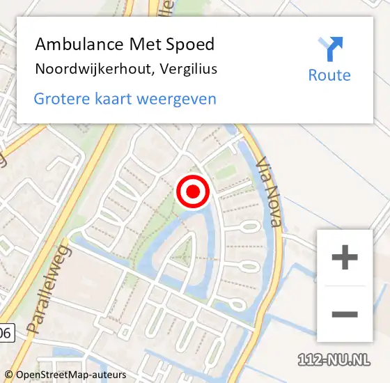 Locatie op kaart van de 112 melding: Ambulance Met Spoed Naar Noordwijkerhout, Vergilius op 29 juni 2021 07:12
