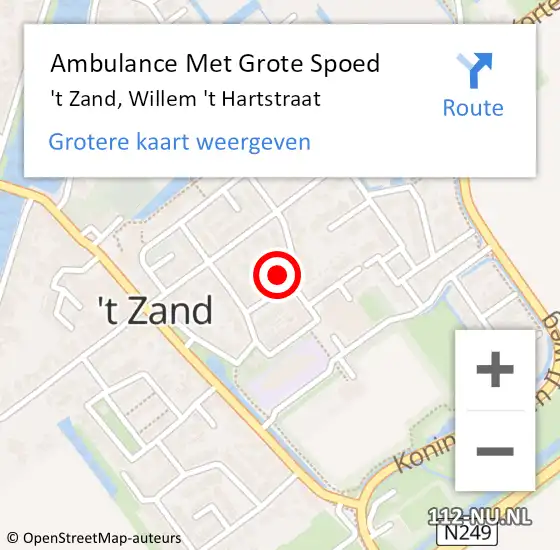 Locatie op kaart van de 112 melding: Ambulance Met Grote Spoed Naar 't Zand, Willem 't Hartstraat op 29 juni 2021 07:27