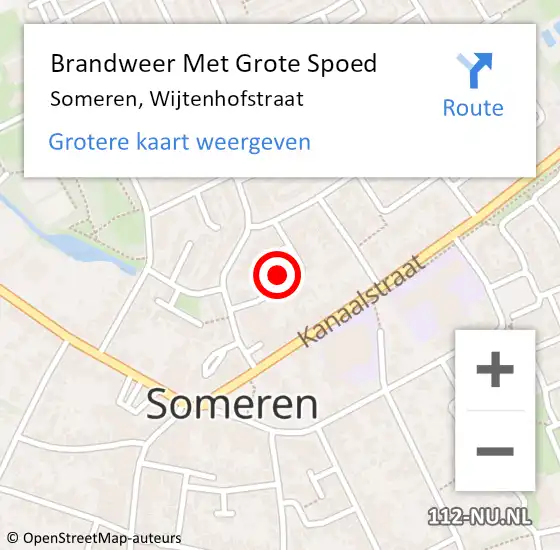 Locatie op kaart van de 112 melding: Brandweer Met Grote Spoed Naar Someren, Wijtenhofstraat op 29 juni 2021 07:36