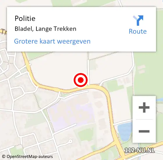 Locatie op kaart van de 112 melding: Politie Bladel, Lange Trekken op 29 juni 2021 08:20