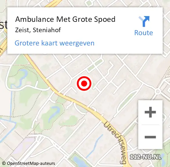 Locatie op kaart van de 112 melding: Ambulance Met Grote Spoed Naar Zeist, Steniahof op 14 juni 2014 17:49