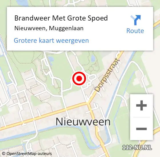 Locatie op kaart van de 112 melding: Brandweer Met Grote Spoed Naar Nieuwveen, Muggenlaan op 29 juni 2021 08:27