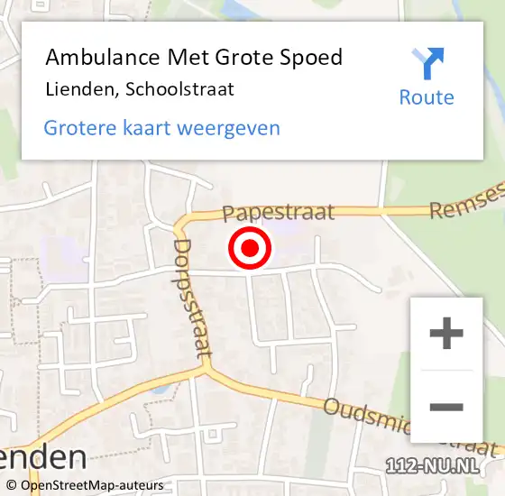 Locatie op kaart van de 112 melding: Ambulance Met Grote Spoed Naar Lienden, Schoolstraat op 29 juni 2021 08:38