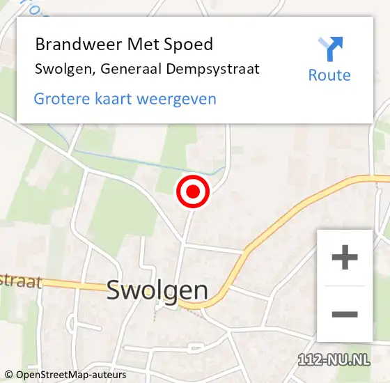 Locatie op kaart van de 112 melding: Brandweer Met Spoed Naar Swolgen, Generaal Dempsystraat op 29 juni 2021 08:39