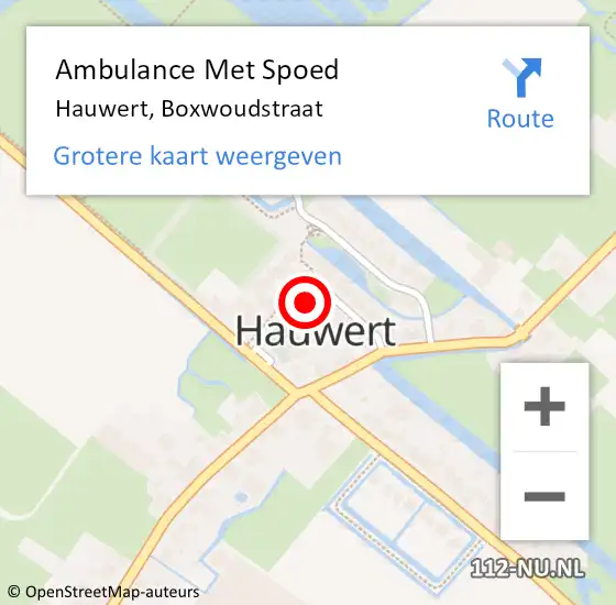 Locatie op kaart van de 112 melding: Ambulance Met Spoed Naar Hauwert, Boxwoudstraat op 29 juni 2021 08:58