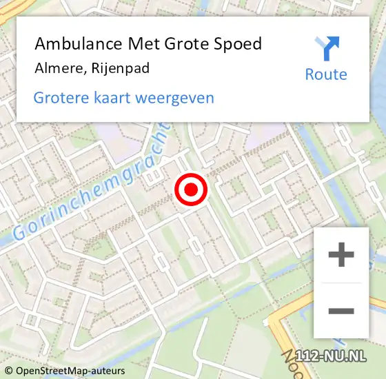 Locatie op kaart van de 112 melding: Ambulance Met Grote Spoed Naar Almere, Rijenpad op 14 juni 2014 17:58