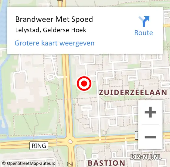 Locatie op kaart van de 112 melding: Brandweer Met Spoed Naar Lelystad, Gelderse Hoek op 29 juni 2021 09:38