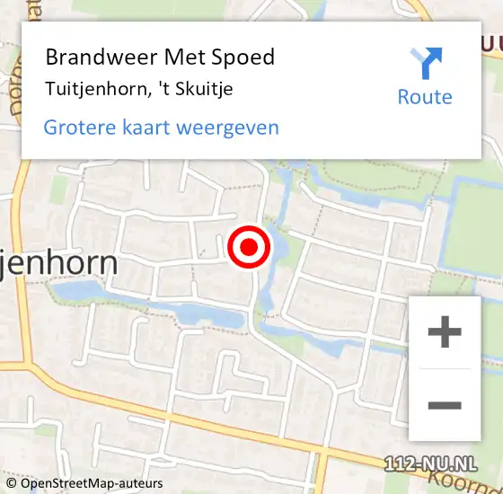 Locatie op kaart van de 112 melding: Brandweer Met Spoed Naar Tuitjenhorn, 't Skuitje op 29 juni 2021 10:03