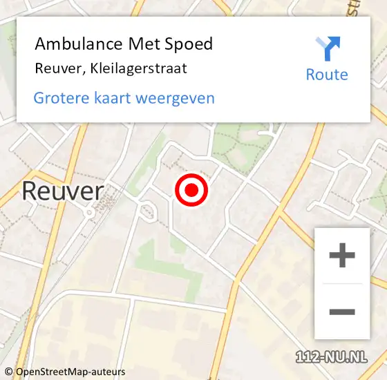 Locatie op kaart van de 112 melding: Ambulance Met Spoed Naar Reuver, Kleilagerstraat op 29 juni 2021 10:12