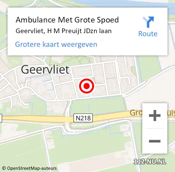 Locatie op kaart van de 112 melding: Ambulance Met Grote Spoed Naar Geervliet, H M Preuijt JDzn laan op 29 juni 2021 10:40