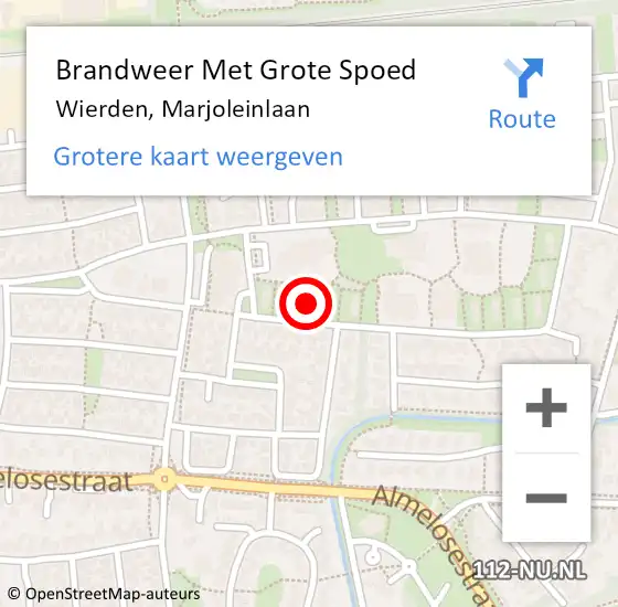 Locatie op kaart van de 112 melding: Brandweer Met Grote Spoed Naar Wierden, Marjoleinlaan op 29 juni 2021 10:46