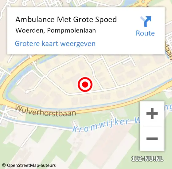 Locatie op kaart van de 112 melding: Ambulance Met Grote Spoed Naar Woerden, Pompmolenlaan op 29 juni 2021 11:09