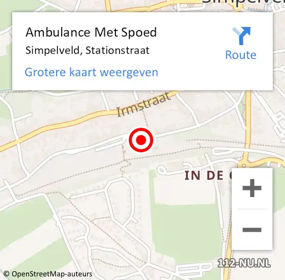 Locatie op kaart van de 112 melding: Ambulance Met Spoed Naar Simpelveld, Stationstraat op 14 juni 2014 18:10