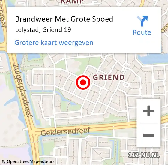 Locatie op kaart van de 112 melding: Brandweer Met Grote Spoed Naar Lelystad, Griend 19 op 29 juni 2021 11:23