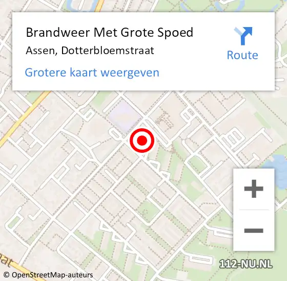 Locatie op kaart van de 112 melding: Brandweer Met Grote Spoed Naar Assen, Dotterbloemstraat op 29 juni 2021 11:29