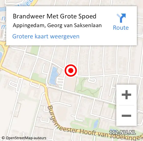 Locatie op kaart van de 112 melding: Brandweer Met Grote Spoed Naar Appingedam, Georg van Saksenlaan op 29 juni 2021 11:33