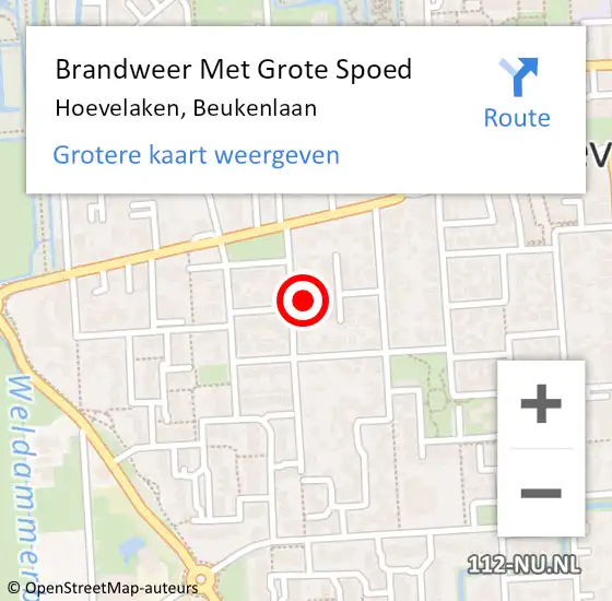 Locatie op kaart van de 112 melding: Brandweer Met Grote Spoed Naar Hoevelaken, Beukenlaan op 29 juni 2021 11:33