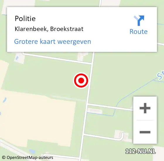 Locatie op kaart van de 112 melding: Politie Klarenbeek, Broekstraat op 29 juni 2021 12:07
