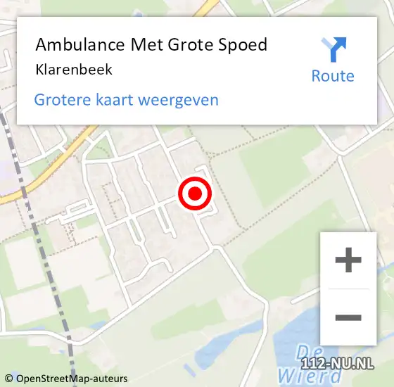 Locatie op kaart van de 112 melding: Ambulance Met Grote Spoed Naar Klarenbeek op 29 juni 2021 12:07