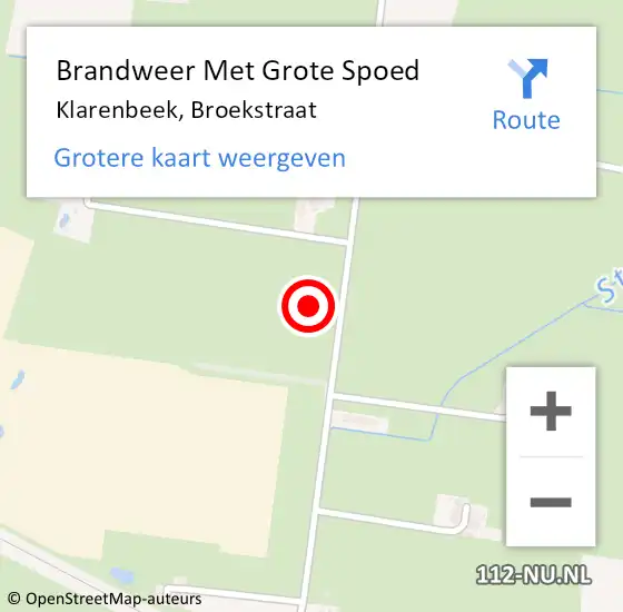 Locatie op kaart van de 112 melding: Brandweer Met Grote Spoed Naar Klarenbeek, Broekstraat op 29 juni 2021 12:07