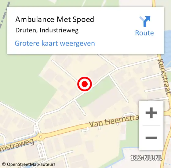 Locatie op kaart van de 112 melding: Ambulance Met Spoed Naar Druten, Industrieweg op 29 juni 2021 12:14