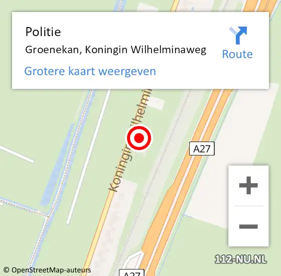 Locatie op kaart van de 112 melding: Politie Groenekan, Koningin Wilhelminaweg op 29 juni 2021 13:20