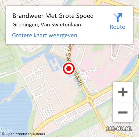 Locatie op kaart van de 112 melding: Brandweer Met Grote Spoed Naar Groningen, Van Swietenlaan op 29 juni 2021 13:34