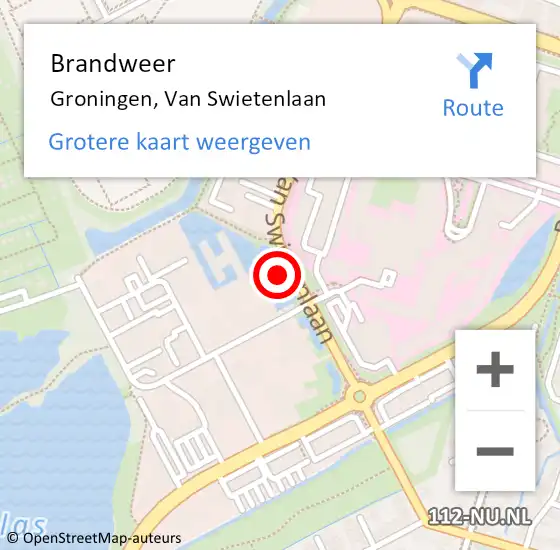 Locatie op kaart van de 112 melding: Brandweer Groningen, Van Swietenlaan op 29 juni 2021 13:35