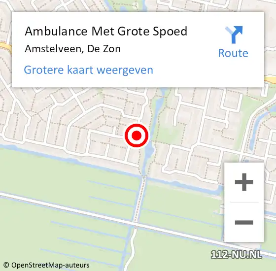 Locatie op kaart van de 112 melding: Ambulance Met Grote Spoed Naar Amstelveen, De Zon op 29 juni 2021 13:40