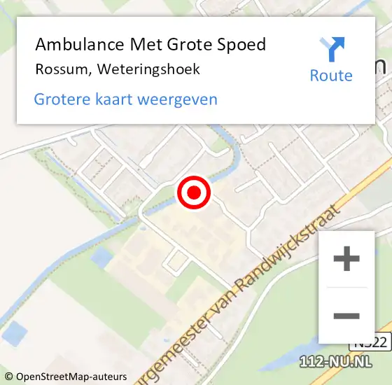 Locatie op kaart van de 112 melding: Ambulance Met Grote Spoed Naar Rossum, Weteringshoek op 29 juni 2021 13:57