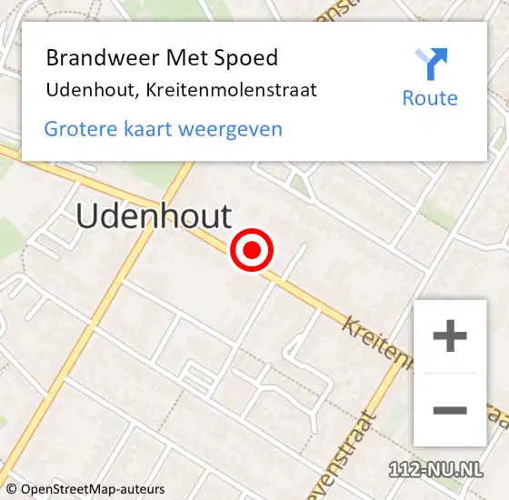 Locatie op kaart van de 112 melding: Brandweer Met Spoed Naar Udenhout, Kreitenmolenstraat op 29 juni 2021 14:25