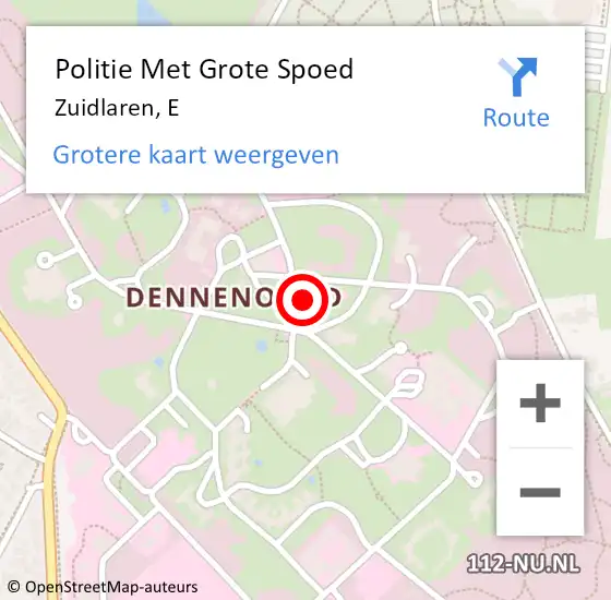 Locatie op kaart van de 112 melding: Politie Met Grote Spoed Naar Zuidlaren, E op 29 juni 2021 14:32