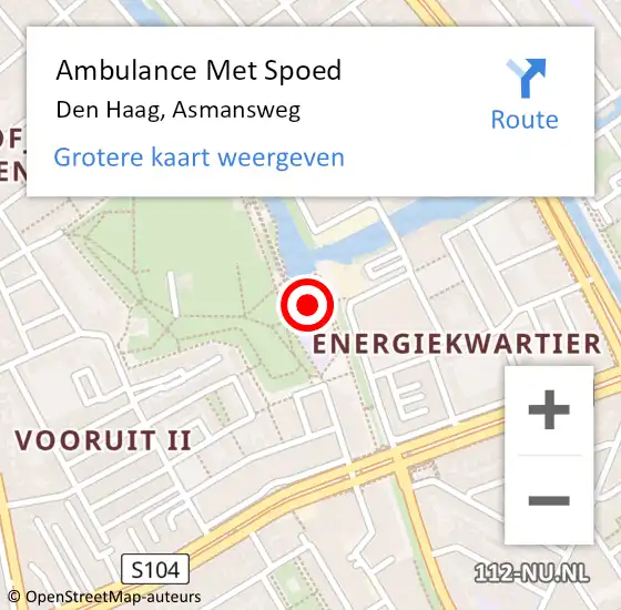 Locatie op kaart van de 112 melding: Ambulance Met Spoed Naar Den Haag, Asmansweg op 29 juni 2021 14:38