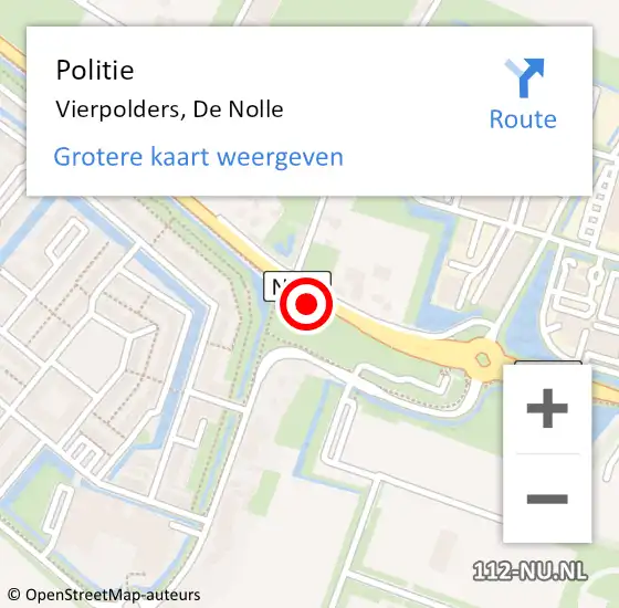 Locatie op kaart van de 112 melding: Politie Vierpolders, De Nolle op 29 juni 2021 14:41