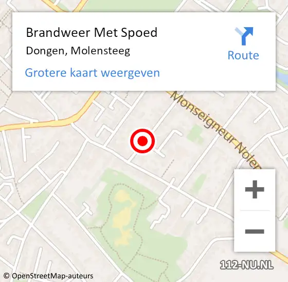 Locatie op kaart van de 112 melding: Brandweer Met Spoed Naar Dongen, Molensteeg op 29 juni 2021 14:45