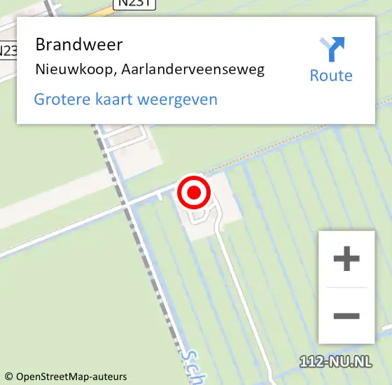 Locatie op kaart van de 112 melding: Brandweer Nieuwkoop, Aarlanderveenseweg op 29 juni 2021 14:58