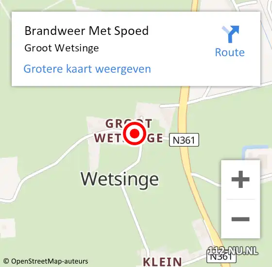 Locatie op kaart van de 112 melding: Brandweer Met Spoed Naar Groot Wetsinge op 29 juni 2021 15:13