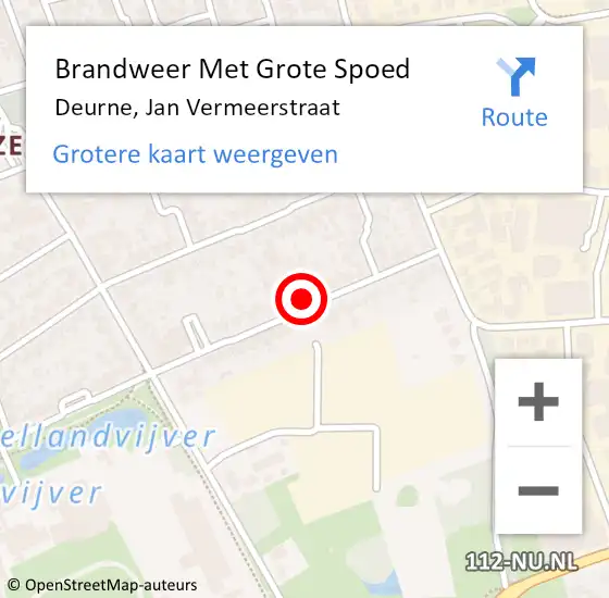 Locatie op kaart van de 112 melding: Brandweer Met Grote Spoed Naar Deurne, Jan Vermeerstraat op 29 juni 2021 15:18