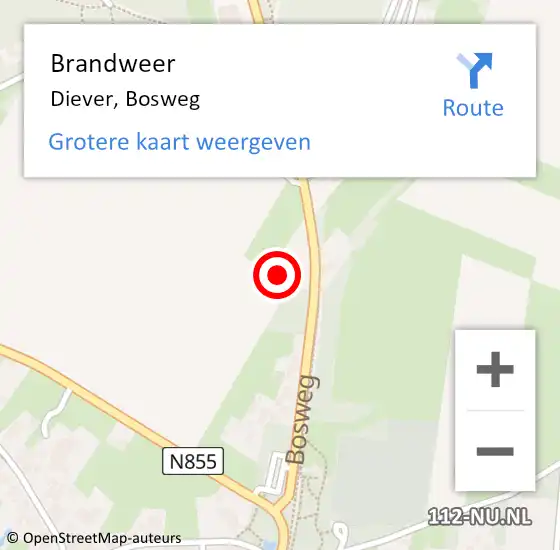 Locatie op kaart van de 112 melding: Brandweer Diever, Bosweg op 29 juni 2021 15:32