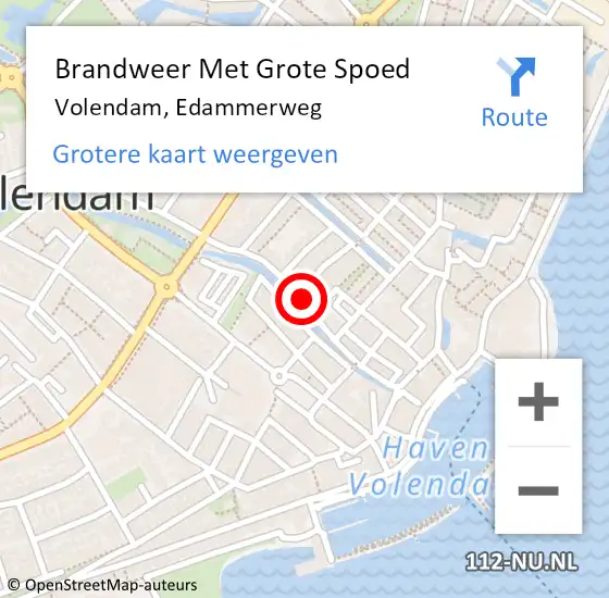 Locatie op kaart van de 112 melding: Brandweer Met Grote Spoed Naar Volendam, Edammerweg op 14 juni 2014 18:45