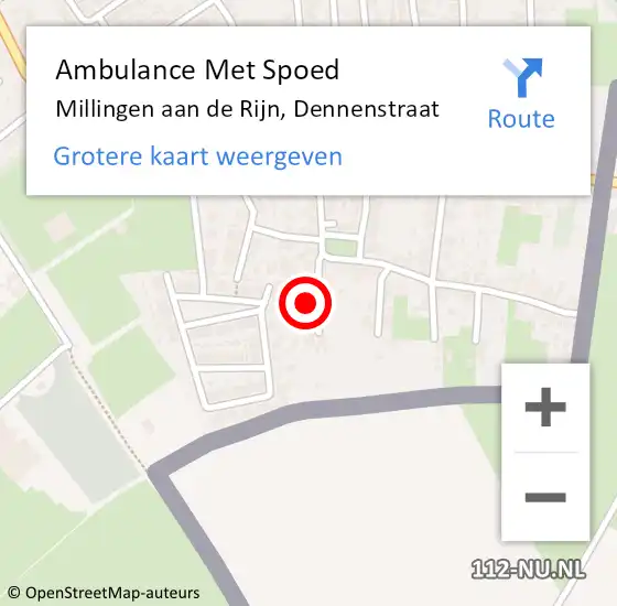 Locatie op kaart van de 112 melding: Ambulance Met Spoed Naar Millingen aan de Rijn, Dennenstraat op 29 juni 2021 15:43